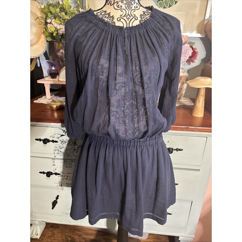 J Crew Gauzy Women's Sz XS‎ Navy Blue Dress With Pockets.